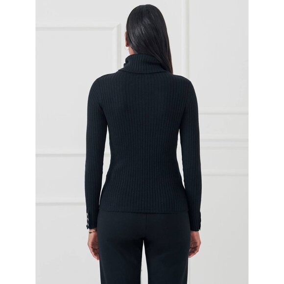 NWT J Mclaughlin Arlette Sweater Medium Turtleneck Knit Ribbed Solid Black - Picture 3 of 11